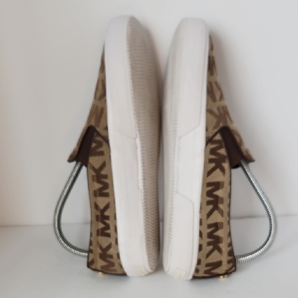 Michael Kors Tan and Brown Logo Slip-On Loafers - Picture 6 of 9